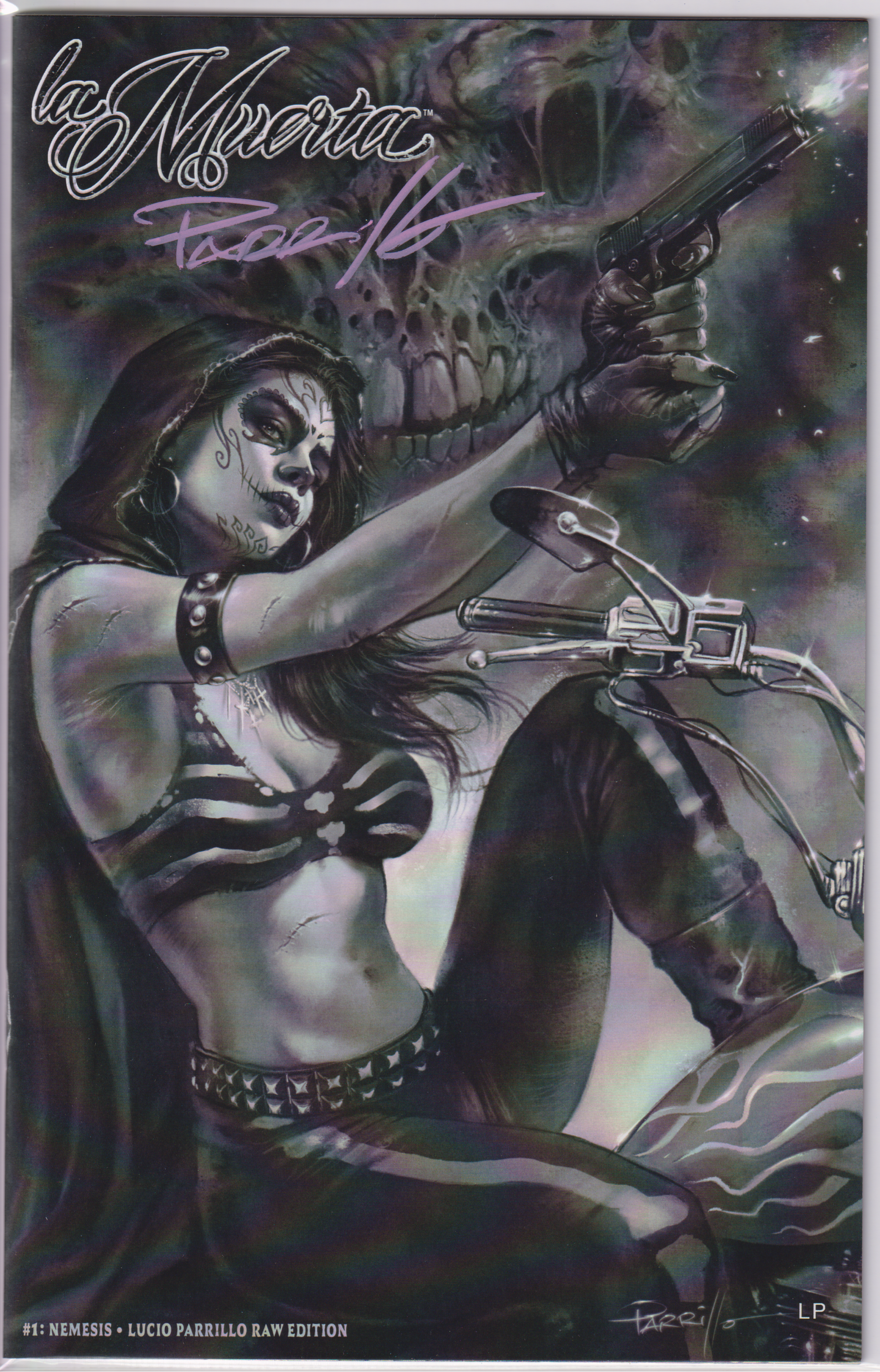 LA MUERTA NEMESIS #1 SIGNED LUCIO PARRILLO ULTRA B/W EDITION