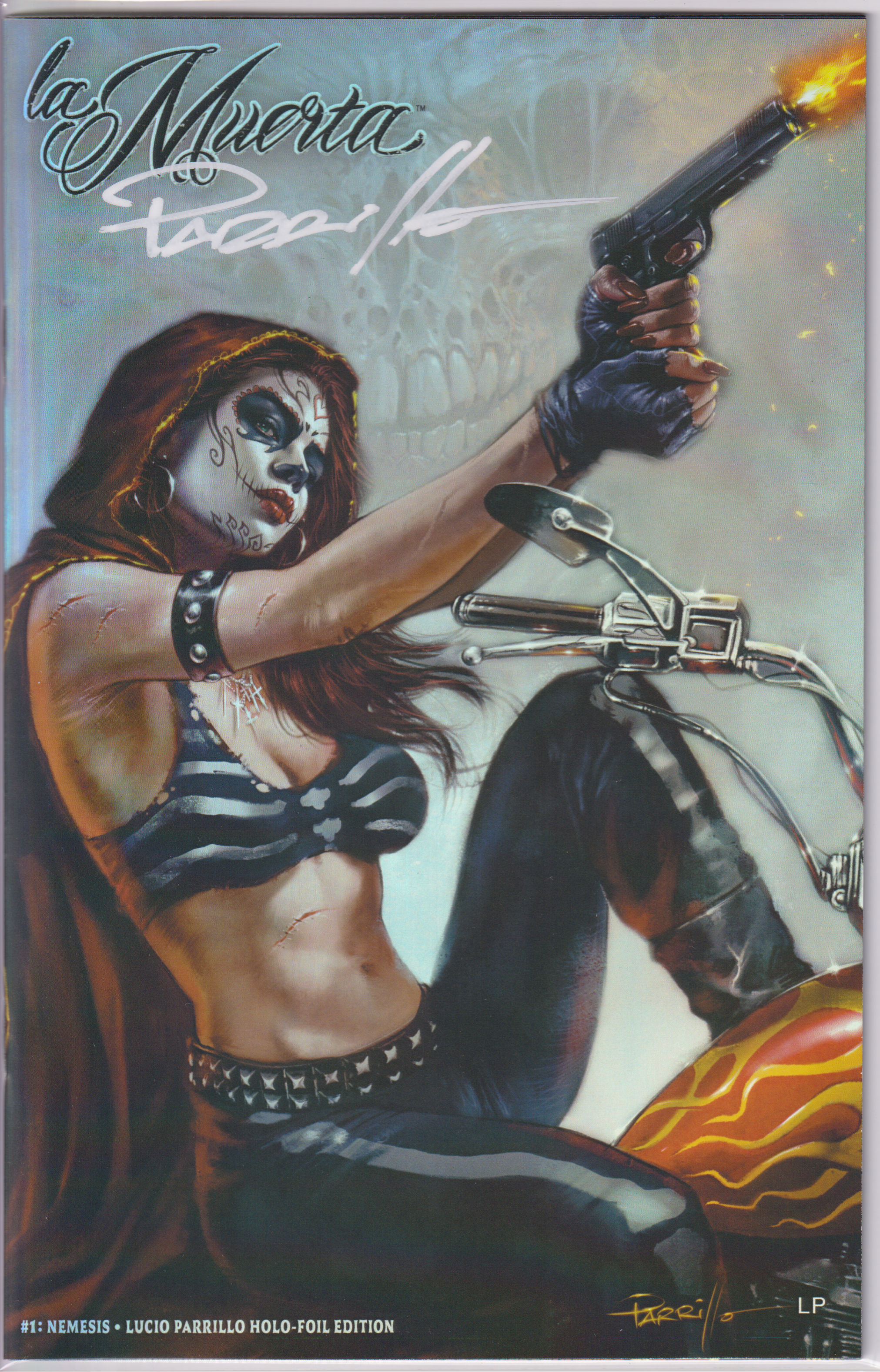 LA MUERTA NEMESIS #1 SIGNED LUCIO PARRILLO ULTRA HOLOFOIL EDITION