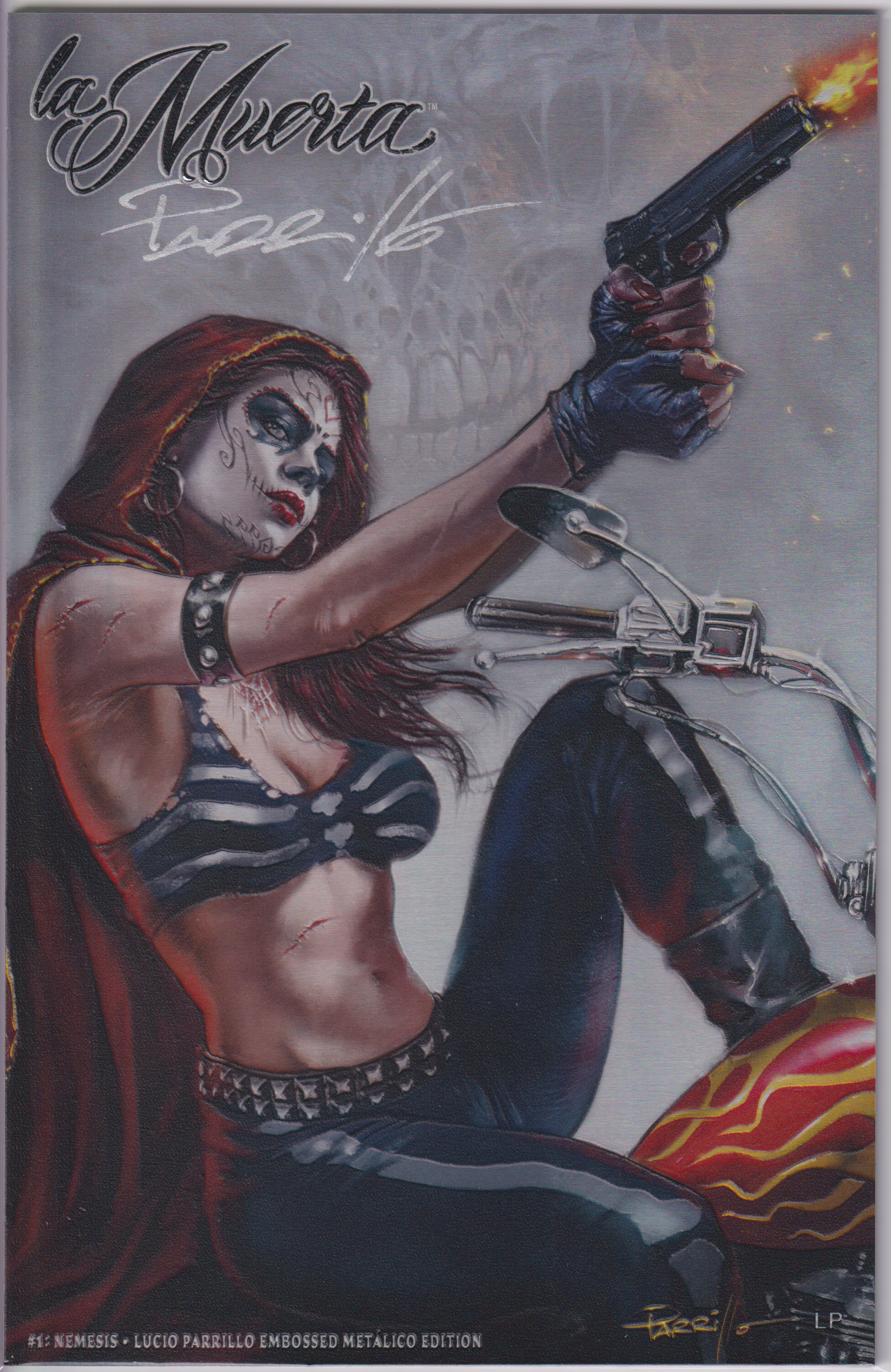 LA MUERTA NEMESIS #1 SIGNED LUCIO PARRILLO ULTRA EMBOSSED METAL EDITION