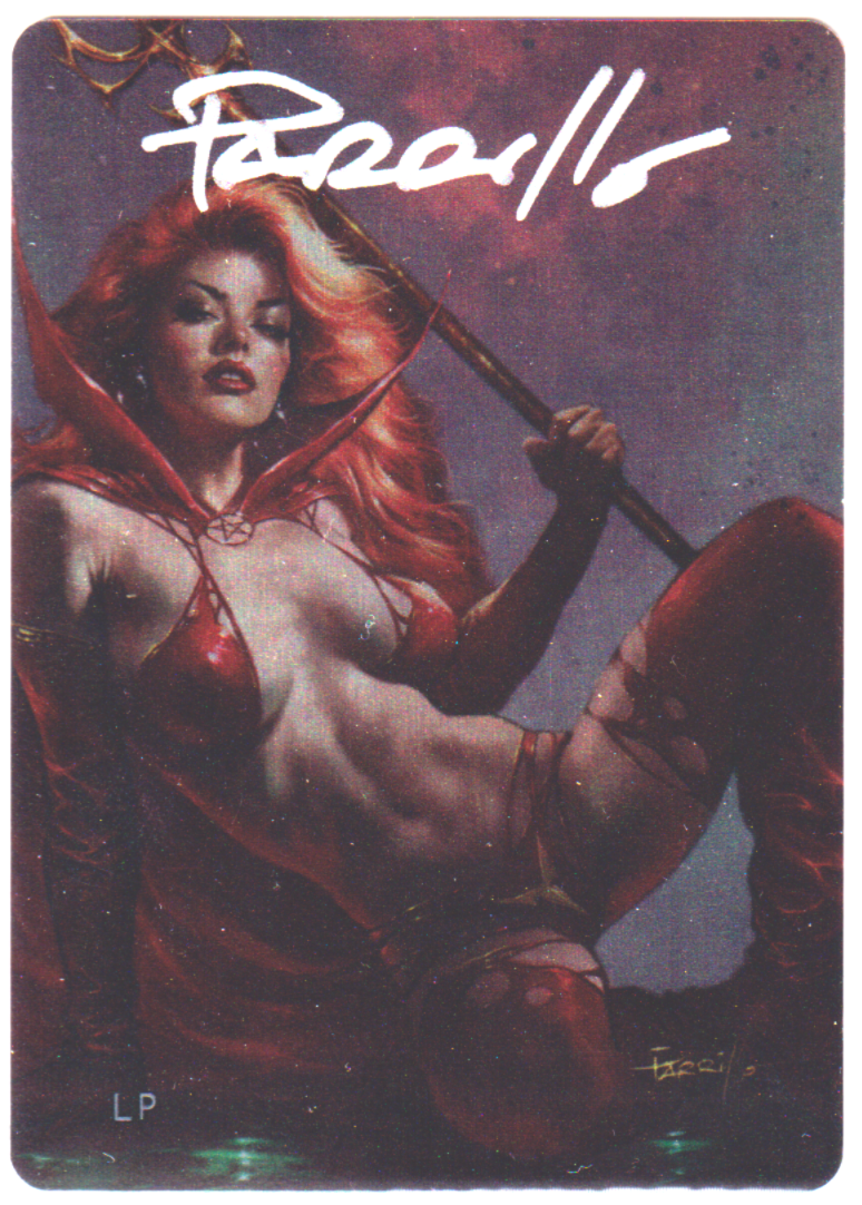 LADY SATANUS SIGNED LUCIO PARRILLO LEGEND METALLICARDS