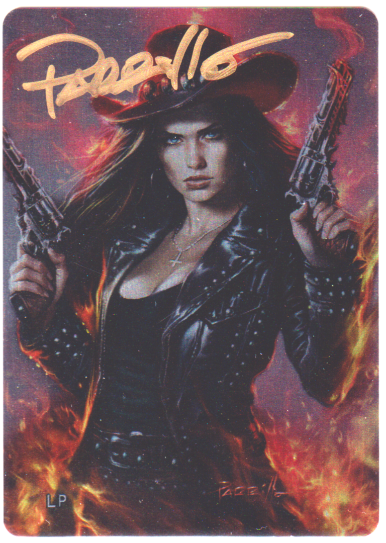 LADY GUNFIGHTER SIGNED LUCIO PARRILLO CONDEMNATION METALLICARDS